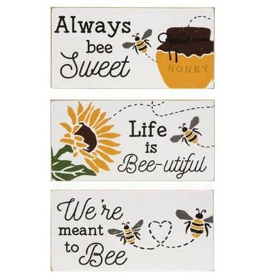 Bee-utiful Wooden Block 3 Asstd. - 3” high by 6” wide by .75” deep