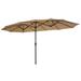 Arlmont & Co. 15*9 Ft Rectangular Outdoor Umbrella,Twin Patio Market Umbrella w/ Crank(Taupe) in Brown, Size 97.2 H in | Wayfair