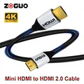 ZOGUO-Câble mini HDMI vers HDMI 2.0 haute vitesse 4K 60HZ 1080P 3D pour tablette caméscope MP4