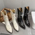 Bottes de cowboy épaisses pour femmes chaussures de cow-girl authentiques chaussons rétro