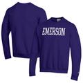 Men's Champion Purple Emerson College Lions Eco Powerblend Crewneck Sweatshirt