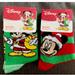 Disney Accessories | Disney Child’s Shoe Size 7-10 2 Pair Brand New Mickey Mouse Christmas Socks | Color: Green/Red | Size: Osb