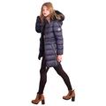 Spindle Womens Ladies Premium Quality Hooded Long Fur Parka Quilted Padded Puffer Coat | Zip Side Pockets | Luxurious Detachable Faux Fur on Hood | Fleece Lined Body Blue 16