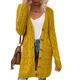Daysskk Women's Yellow Cardigan Chunky Knitted Cardigan Long Sleeve for Women Yellow Long Buttoned Cardigan With Pockets Open Front Womens Winter Outwear S