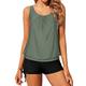 Yonique Blouson Tankini Swimsuits for Women 2 Piece Bathing Suits Tops with Boyshorts Modest Loose Fit Swimwear, Army Green, Medium