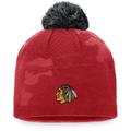 Women's Fanatics Branded Red/Black Chicago Blackhawks Authentic Pro Team Locker Room Beanie with Pom