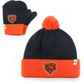 Infant '47 Navy/Orange Chicago Bears Bam Cuffed Knit Hat With Pom and Mittens Set