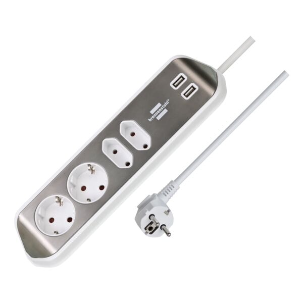 Brennenstuhl 4-fach Ecksteckdosenleiste »estilo« mit USB-Ladefunktion weiß, 10x30x7 cm Image