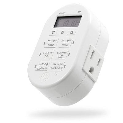 IMMORTAL GOODS Programmable Indoor Digital Timer, Plug In, 1 Outlet Grounded, 2 Custom On/Off Times, Daily/Weekly Settings, Presets, For Lamps