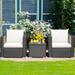 Gymax 3PCS Rattan Patio Conversation Furniture Set Outdoor Sofa Set w/ - See Details