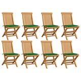 VidaXL Patio Chairs Outdoor Bistro Folding Chair w/ Cushions Solid Wood Teak in Green | 35.04 H x 18.5 W x 23.62 D in | Wayfair 3072922