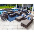 Latitude Run® Centralmont 21 Piece Rattan Complete Patio Set w/ Cushions Synthetic Wicker/All - Weather Wicker/Wicker/Rattan in Gray | Wayfair