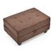 Red Barrel Studio® Gaston Tufted Chocolate Storage Ottoman Microfiber/Microsuede in Brown | 18 H x 37 W x 26 D in | Wayfair