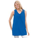 Plus Size Women's Perfect Sleeveless Shirred V-Neck Tunic by Woman Within in Bright Cobalt (Size L)