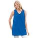 Plus Size Women's Perfect Sleeveless Shirred V-Neck Tunic by Woman Within in Bright Cobalt (Size L)