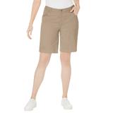 Plus Size Women's Classic Cotton Denim Shorts by Jessica London in New Khaki (Size 20 W) 100% Cotton Jean