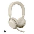 Jabra Evolve2 75 Wireless PC Headset with 8-Microphone Technology - Dual Foam Stereo Headphones with Advanced Active Noise Cancellation, USB-C Bluetooth Adapter and MS Teams-compatibility - Beige