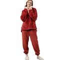 Wotcsil Fleece Pyjamas Set Women Ladies Loungewear Pjs Winter Warm Comfy Grey Purple Red M-XXL