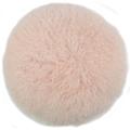 SNUGRUGS Round Mongolian Long Curly Wool Sheepskin Cushion/Pillow & Cushion Inner (40cm Width, Light Pink)