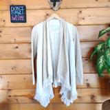 Anthropologie Sweaters | Anthropologie Saturday Sunday Draped Waterfall Cardigan Boho Fringe Fleece Xs | Color: Cream/Tan | Size: Xs