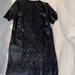 Zara Dresses | Euc- Zara Vegan Leather And Lace Dress. Size Xs. Black Short Sleeves. | Color: Black | Size: Xs