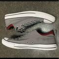 Converse Shoes | Converse Gray Canvas Red Collar Low Top | Color: Gray/Red | Size: 12