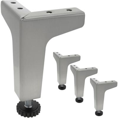 Primematik - Ecke Tischbeine für Schreibtische Schränke Möbel aus Edelstahl 107-130 mm 4-Pack Image