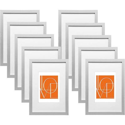 Woltu - 10er Set Bilderrahmen Fotorahmen Holzrahmen 13x18 cm, Fotogalerie mit Papier-Passepartout, Image