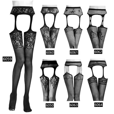 Bas élastiques à rayures pour femmes Lingerie multi-style Sexy bas résille noir ajouré collant