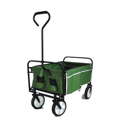 Durable Folding Wagon Garden Shopping Beach Cart,Green