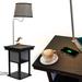 Brightech Madison 56 in. Modern LED Bedside Table Lamp w/ Fabric Drum Shade & Wireless Charging Pad Manufactured Wood in Black | Wayfair