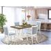 East West Furniture Dining Set- a Dining Table and Baby Blue Linen Fabric Parson Chairs, Linen White(Pieces Options)