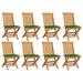 VidaXL Patio Chairs Outdoor Bistro Folding Chair w/ Cushions Solid Wood Teak in Green | 35.04 H x 18.5 W x 23.62 D in | Wayfair 3072922