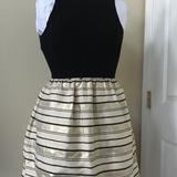 J. Crew Dresses | Jcrew Holiday Black And Gold Striped Dress Lined | Color: Black/Gold | Size: 4
