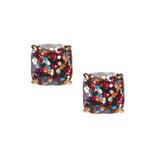 Kate Spade Jewelry | Kate Spade Glitter Mini Small Square Epoxy Stud Earrings | Color: Gold/Pink | Size: Os