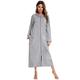 Women's Nightdress Modal Nightgown Zipper Hooded Dresse Long Sleeve Nightshirts Housecoat Long Robe with Pockets Loose Fit Sleepwear for Autumn Winter Grey