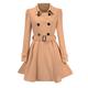 BUKINIE Womens Wool Trench Coat Winter Warm Double-Breasted Coat Faux Fur Jacket Parka Outerwear with Belts(Khaki,Small)