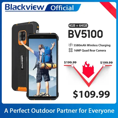 Blackview-smartphone BV5100 4 Go 64 Go 5580 " étanche robuste téléphone intelligent Android