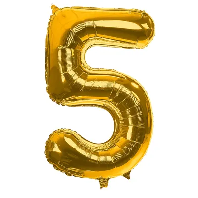 Folienballon 5, gold, 86 cm Image