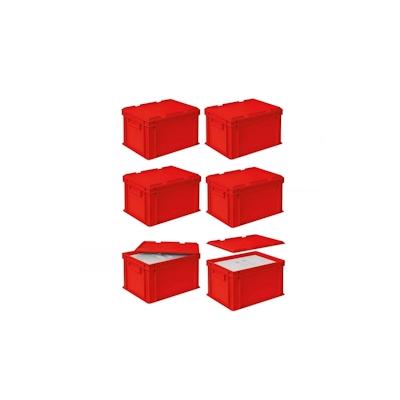 BRB Set, 6x EPS Thermobox 10,4 Liter in Eurobox 400x300 mm rot mit Auflagedeckel Image