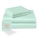 Pizuna 100% Cotton Super King Bed Sheet Set Mint Green, 400 Thead Count Long Staple Cotton Bedding Set 300x280 cm, Soft Sateen 4 PC King Bed Sheet Set -Fitted Sheet, Flat Sheet & 2 Pillowcases