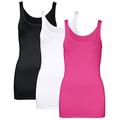 DYLH Women's Long Tank Top Basic Layering Workout Pack of 3 Top Yoga Tank Sport T-Shirt Gym Fitness Running Sleeveless Vest