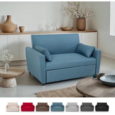 Modus Sofà - Porto Rico Ausziehbares 2-Sitzer-Schlafsofa, modernes Design aus Stoff - Blau Image
