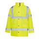 TMK® Hi Vis Viz High Visibility Parka Jacket Workwear Safety Security Concealed Hood Fluorescent Flashing Hooded Padded ¾ Length Waterproof Work Coat Top (2XL, Yellow)