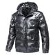 Shiny Thicken Down Jackets Men Cotton Padded Hood Detachable Puffer Jackets Outerwear Handsome Winter Warm Bubble Coats