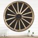 East Urban Home Sepia Country Wagon Wheel Clock Wall Clock Solid Wood in Black/Brown | 29 H x 29 W x 1 D in | Wayfair