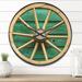 East Urban Home Wagon Wheel Wall Clock Solid Wood in Brown/Green/Yellow | 23 H x 23 W x 1 D in | Wayfair 4BE160BE27C94D0496640DA57E14A0AE