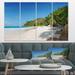 East Urban Home Anse Georgette Beach Light Blue - Multipanel Large Seascape Art Metal Wall Art Metal in Green | 28 H x 48 W x 1 D in | Wayfair