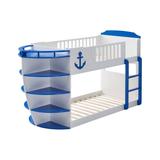 ACME Neptune Storage Twin over Twin Bunk Bed in Sky Blue and White