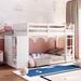 Twin over Twin Bunk Bed with 4 Drawers and 3 Shelves-White